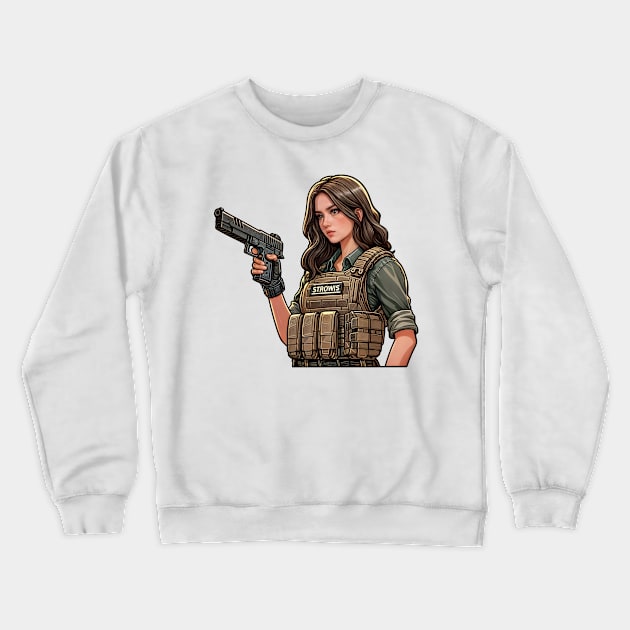 Tactical Girl Crewneck Sweatshirt by Rawlifegraphic